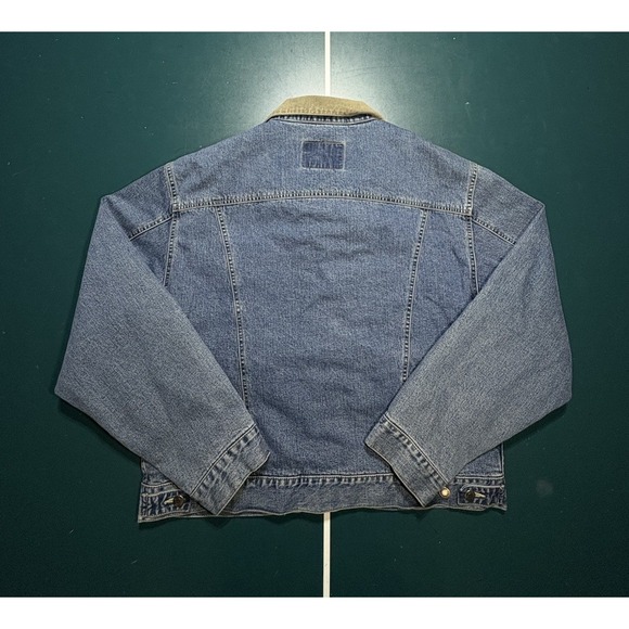 VTG Gap Denim Barn Jacket Chore Flannel Lined Men XL Corduroy Collar Trucker 90s - Picture 10 of 13